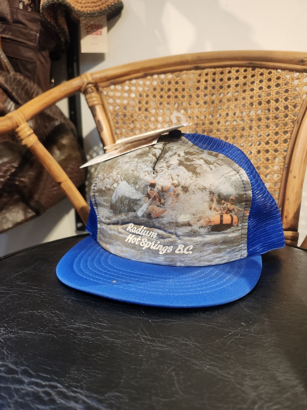 Vintage 80s Radium Hot Springs Blue Trucker Cap Tourist Merch Canadian BC